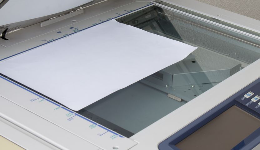 Document being
          scanned in scanner