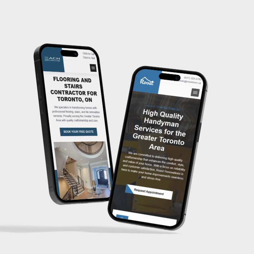 Hand-coded contractor
      websites on two mobile phones