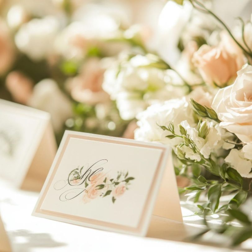 Elegantly designed wedding place cards for guest
      seating